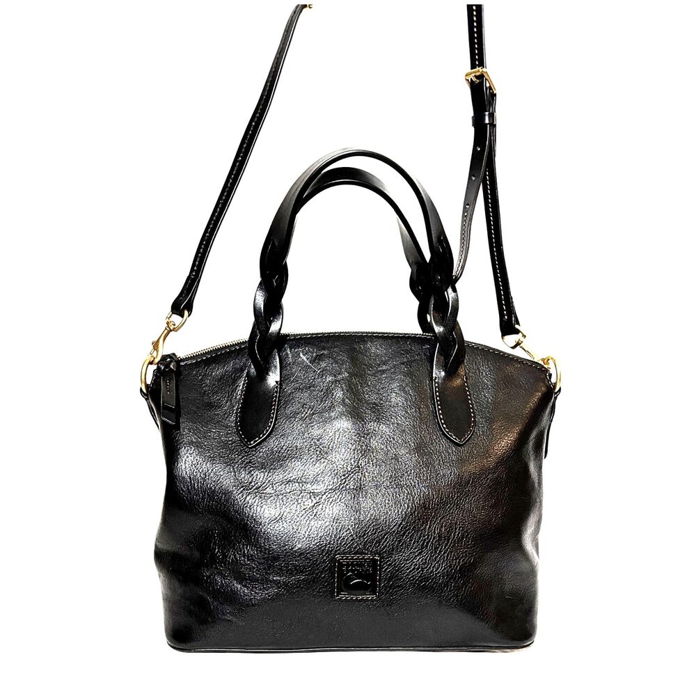 Dooney & Bourke Florentine Leather Small Heidi Satchel Crossbody Bag Black